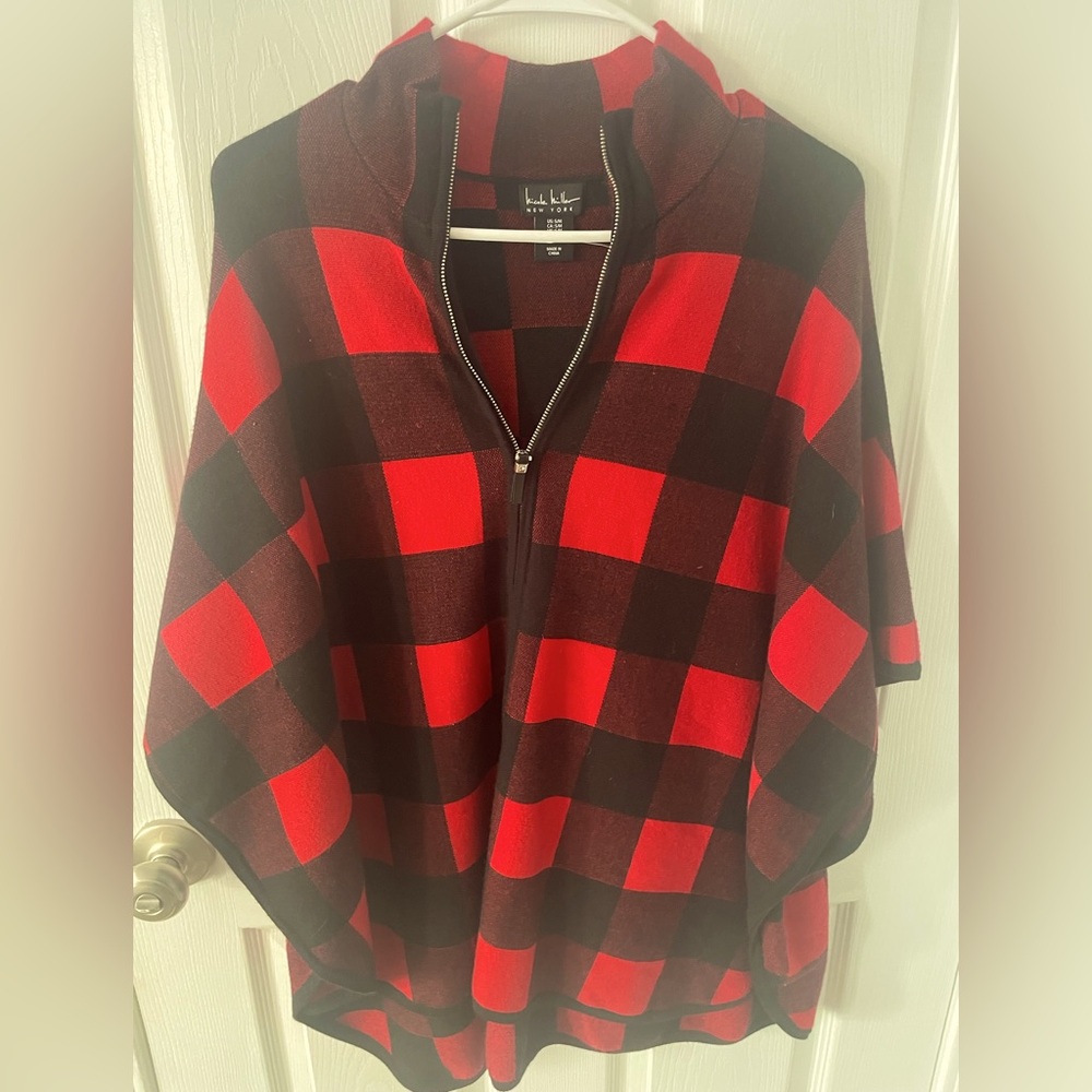 Nicole Miller Poncho plaid sweater